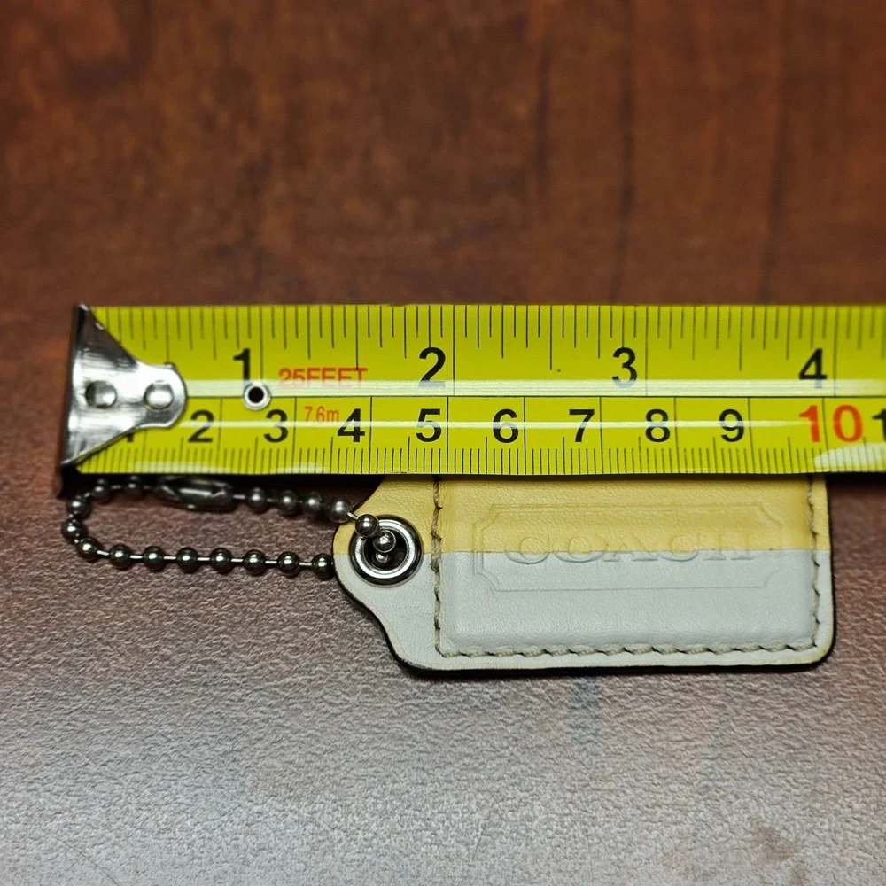Authentic Coach Leather Hang Tag Rare Split Color Mustard Yellow Silver Chain